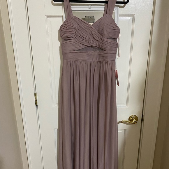 Never worn/NWT Birdy grey mauve bridesmaid/wedding guest dress with mesh cutouts - Picture 2 of 5